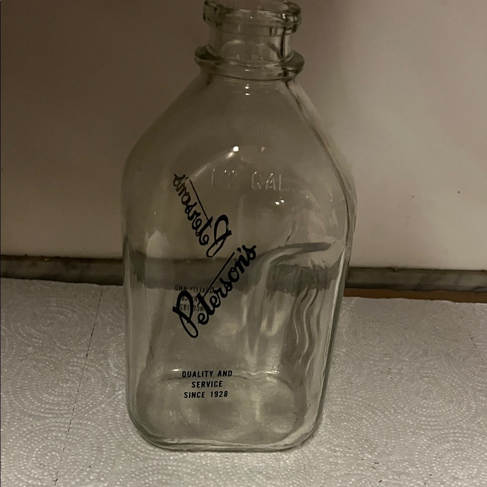Vintage Clear Glass Bottle Petersons